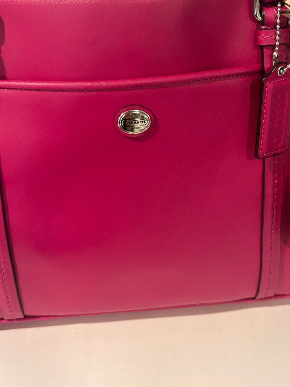 Coach Pink Leather shoulder bag Silver Hardware Structured tote - Picture 5 of 11